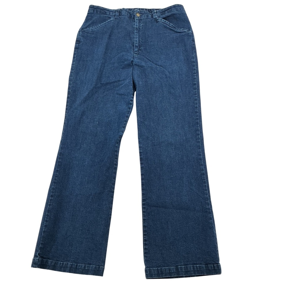 White Stag Straight Leg Jeans Womens 12 Average Dark Denim Stretch High Rise